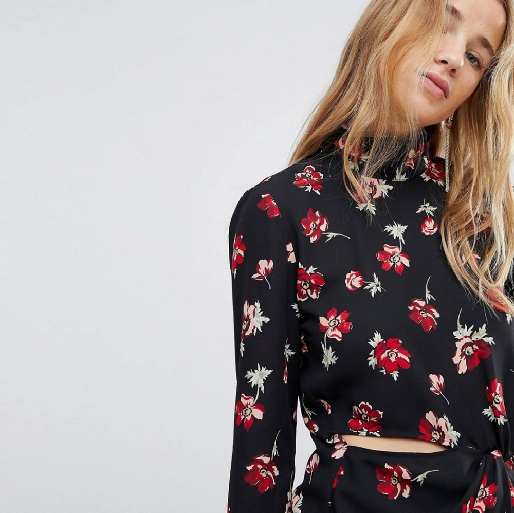 ASOS - Floral Cut-out Blouse